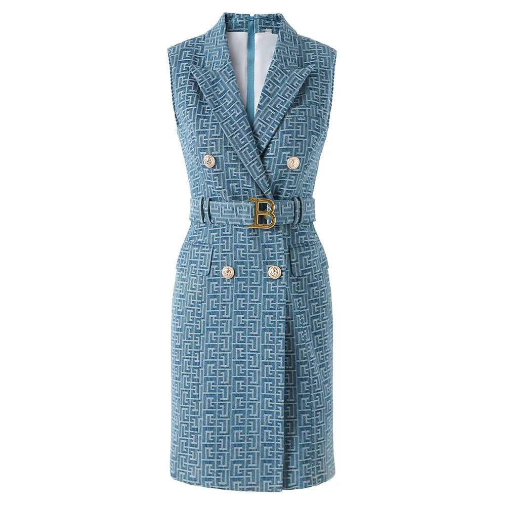 WezelBezel Slim Fit Dress - Jacquard Denim Style