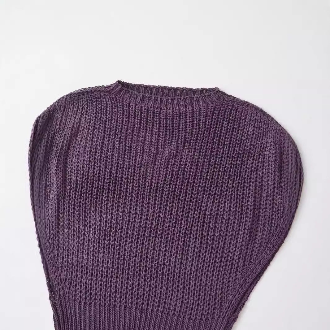 WezelBezel Solid Color Short-Sleeve Knit Top