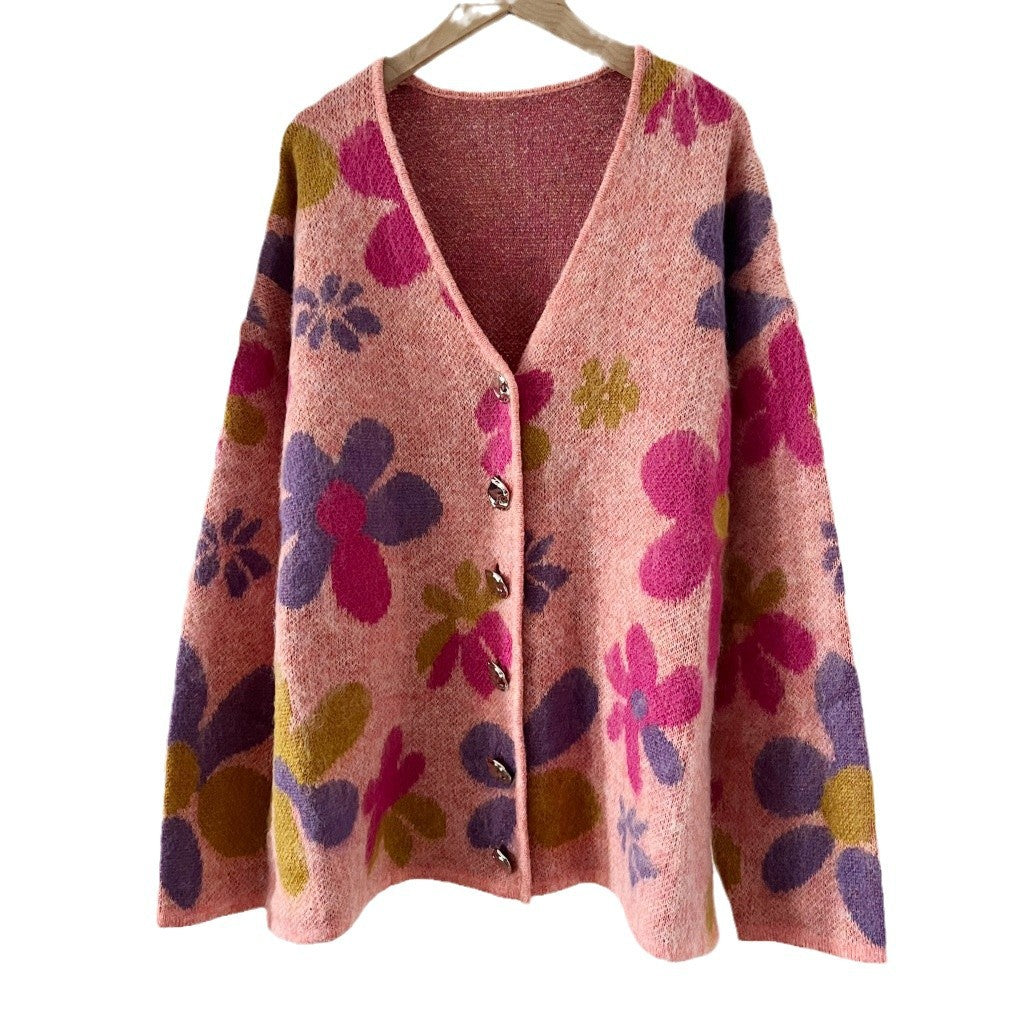 WezelBezel Pink Knit Fall Cardigan