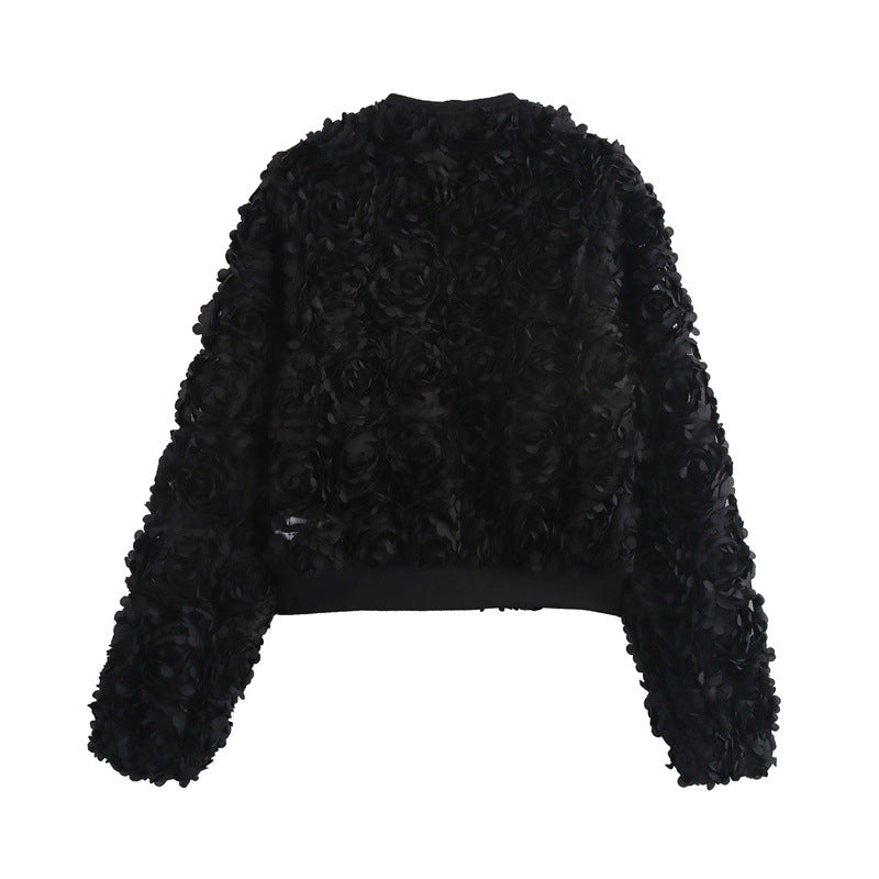 WezelBezel Black Jacket - Floral Texture Fabric