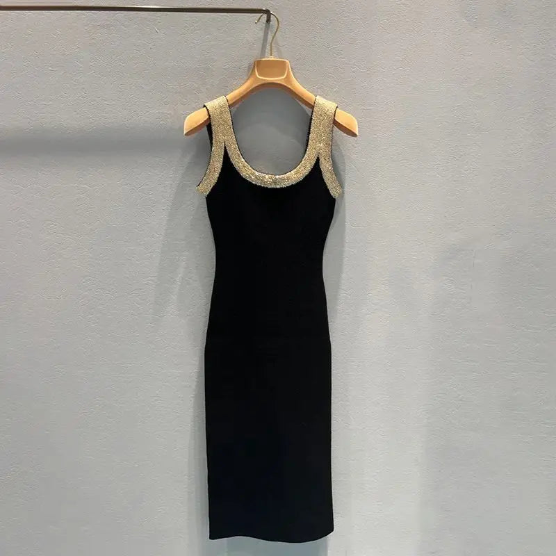 WezelBezel Gold Sequined Knit Dress