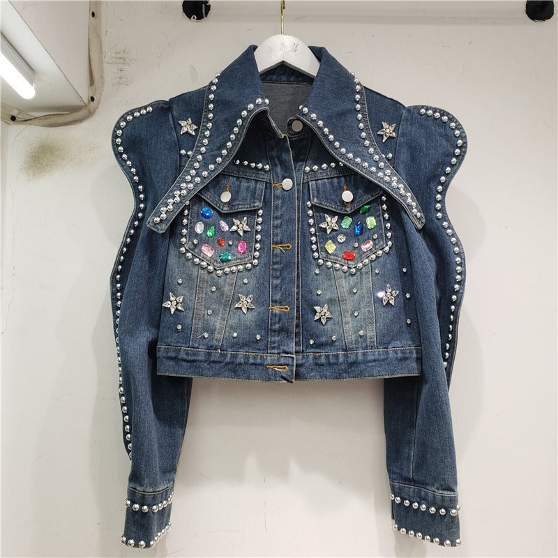 WezelBezel Beaded Denim Jacket