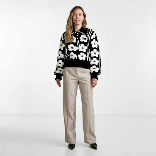 WezelBezel Loose Pleated Wide-Leg Jeans for Women