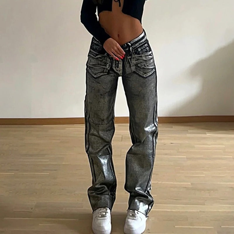 WezelBezel Spray-Painted Straight-Leg Jeans – Edgy Fashion for the Season