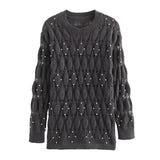 WezelBezel Nail Bead Shirt – Street-Style Long-Sleeve Design