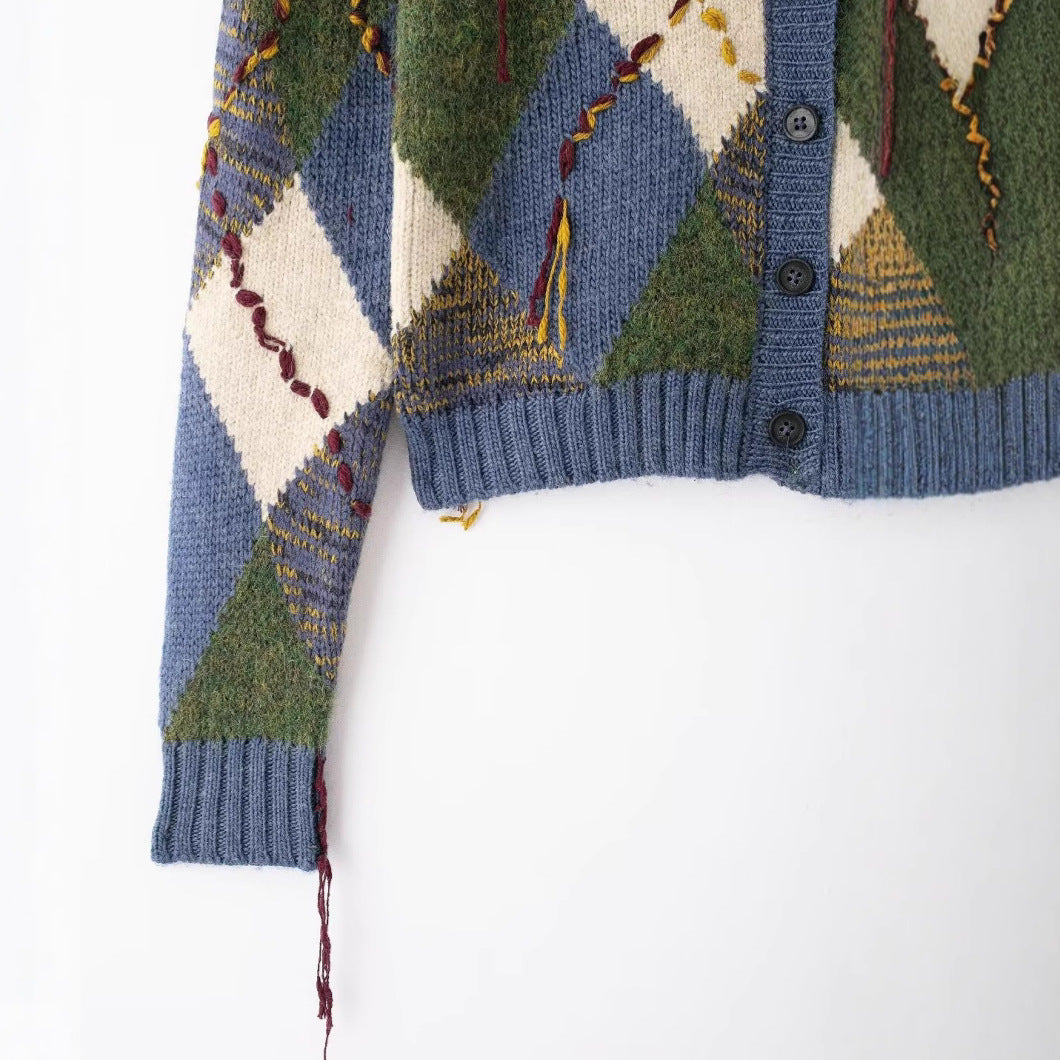 WezelBezel Diamond Pattern Long-Sleeve Shirt – Timeless and Chic