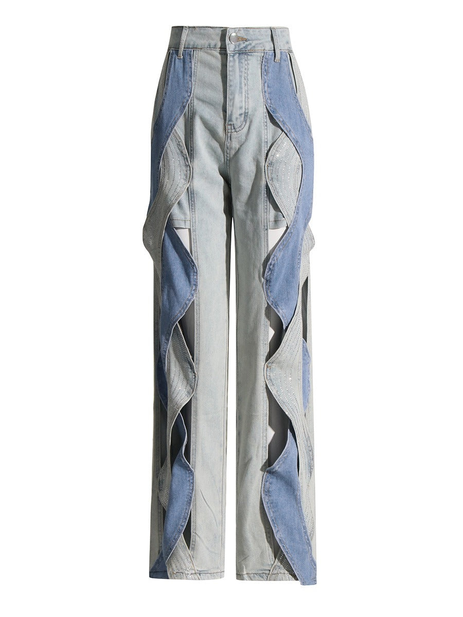WezelBezel Twisted Straight-Leg Jeans – High-Waist and Contrast Design