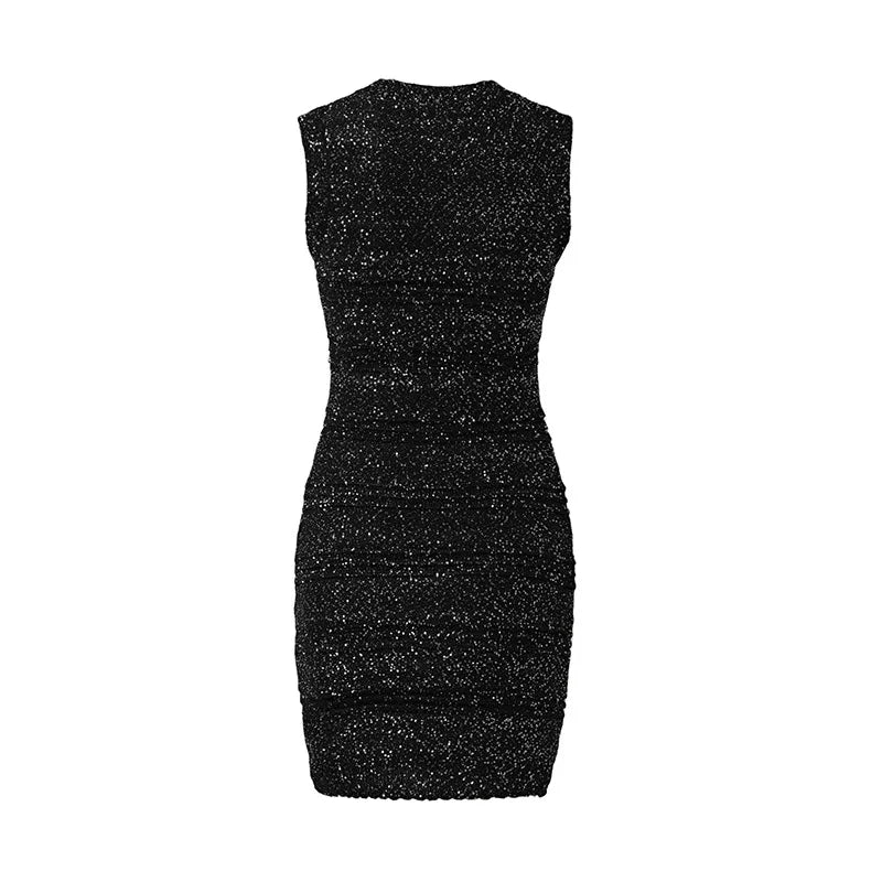 WezelBezel Sequin Cinched Waist Dress