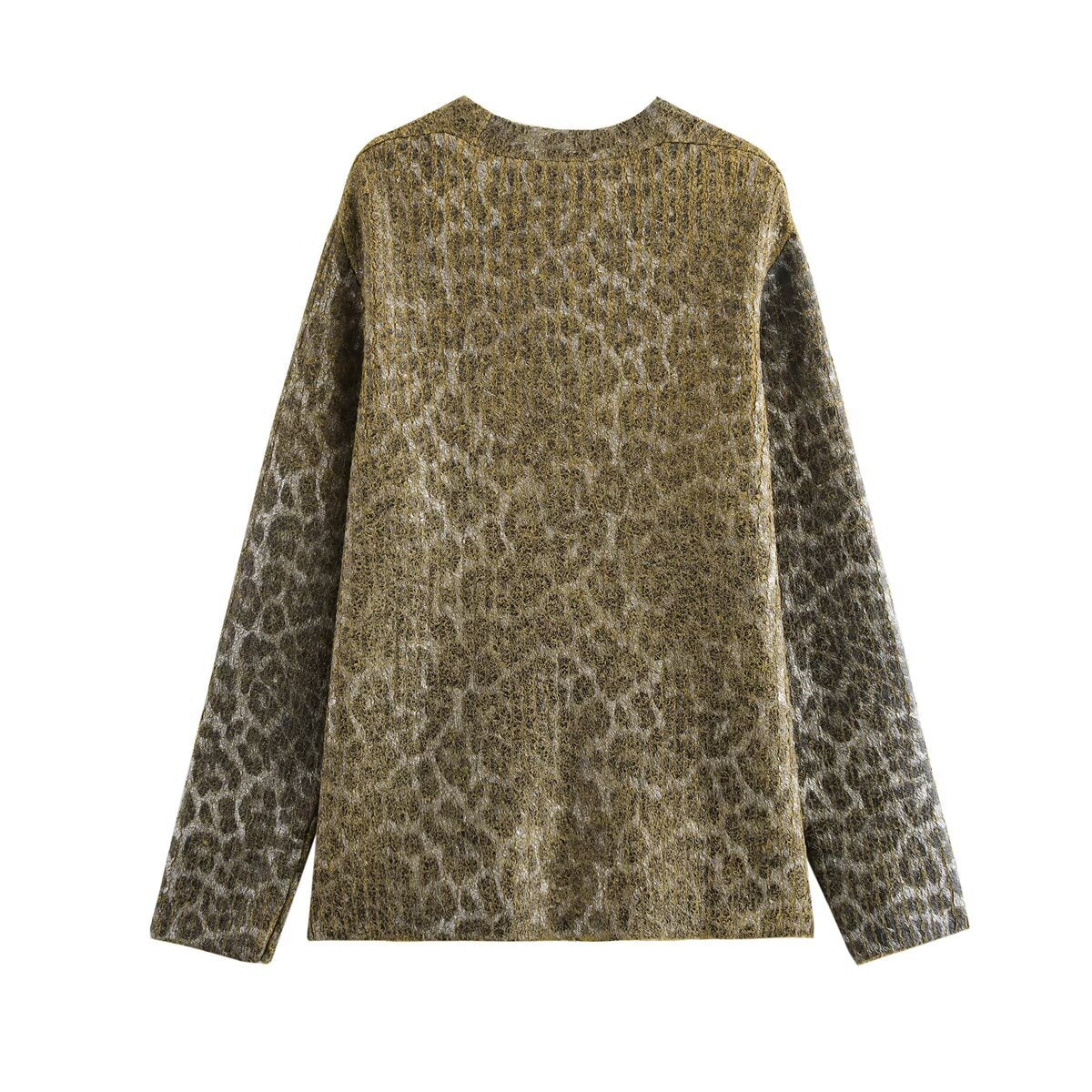 WezelBezel Animal Print Sweater – Metallic Accent Knit