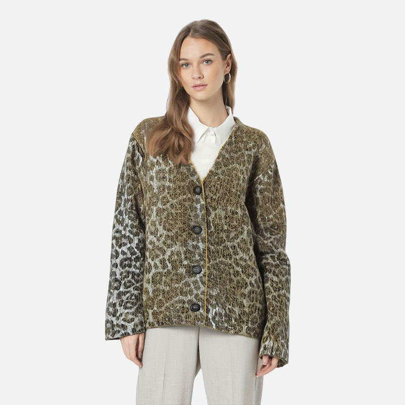 WezelBezel Animal Print Sweater – Metallic Accent Knit