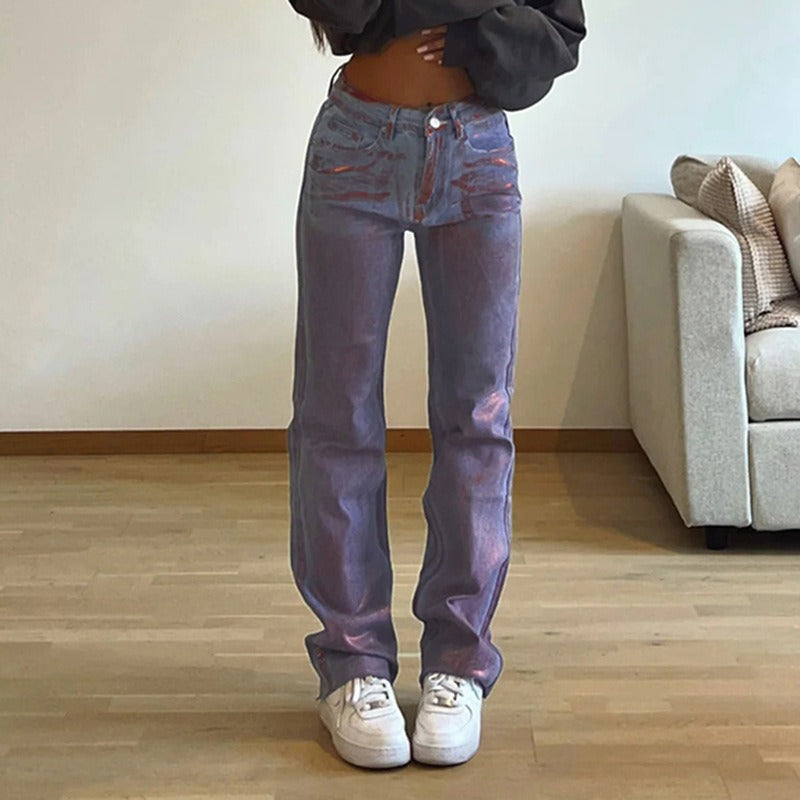 WezelBezel Spray-Painted Straight-Leg Jeans – Edgy Fashion for the Season