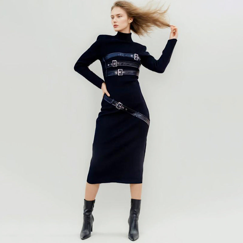 WezelBezel Slim Knit Splice Dress