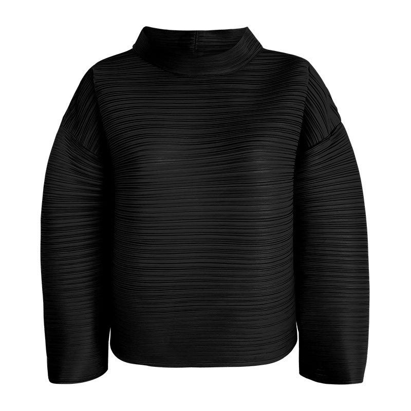 WezelBezel Pleated Casual Shirt - Stand-up Collar