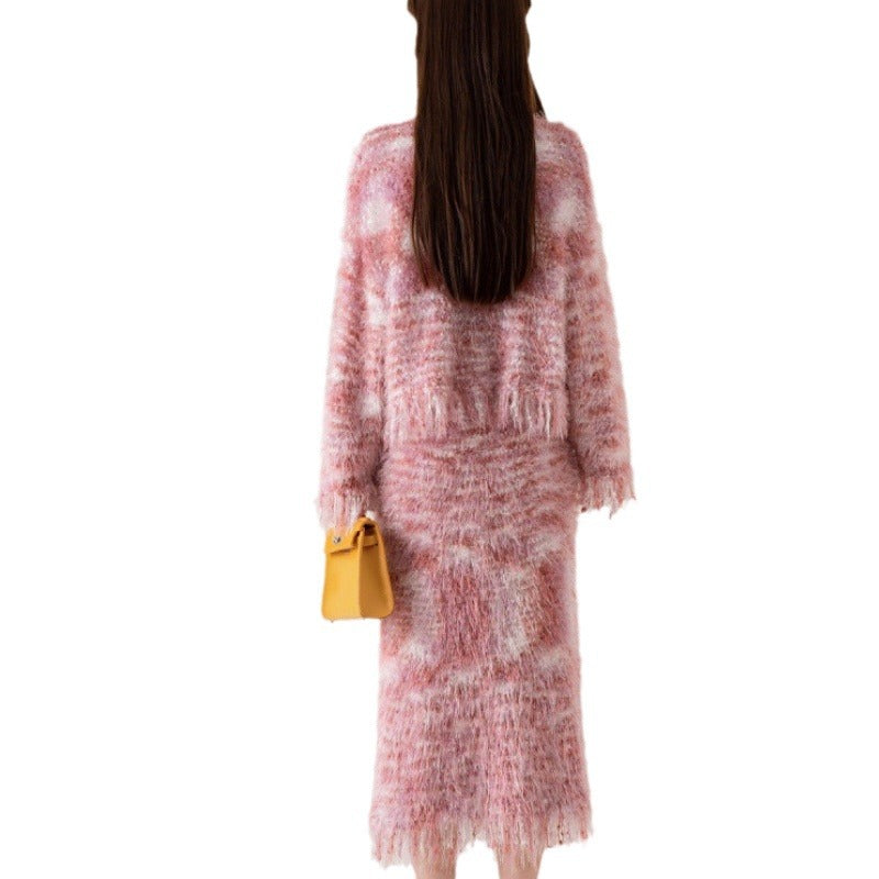 WezelBezel Knitted Cardigan and Skirt Set – Effortlessly Slimming Design
