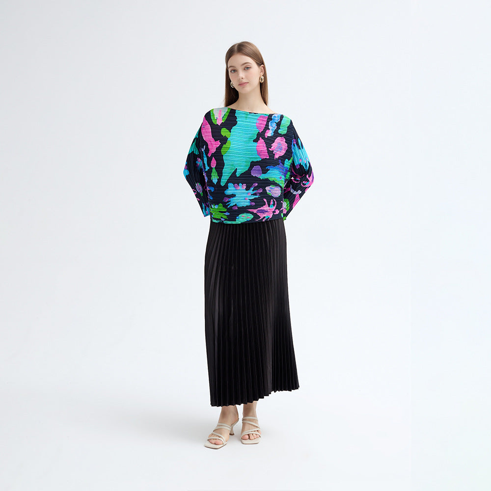WezelBezel Printed Pleat Long Tee
