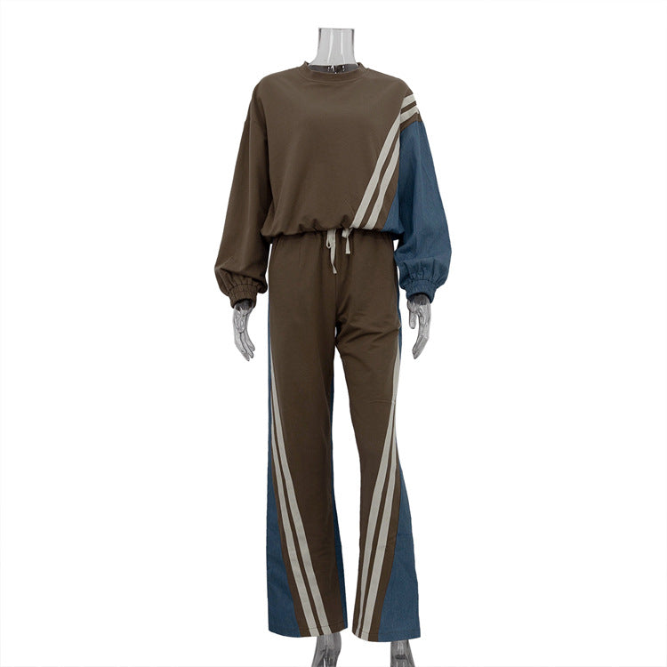 WezelBezel Striped Sweatshirt and Drawstring Pants Set – Sporty Chic