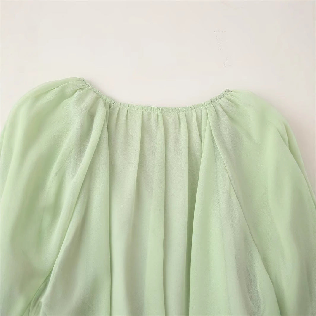 WezelBezel Layered Ruffle Dress – Round Neck Elegant Style