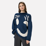 WezelBezel Smiley Contrast Knit Sweater