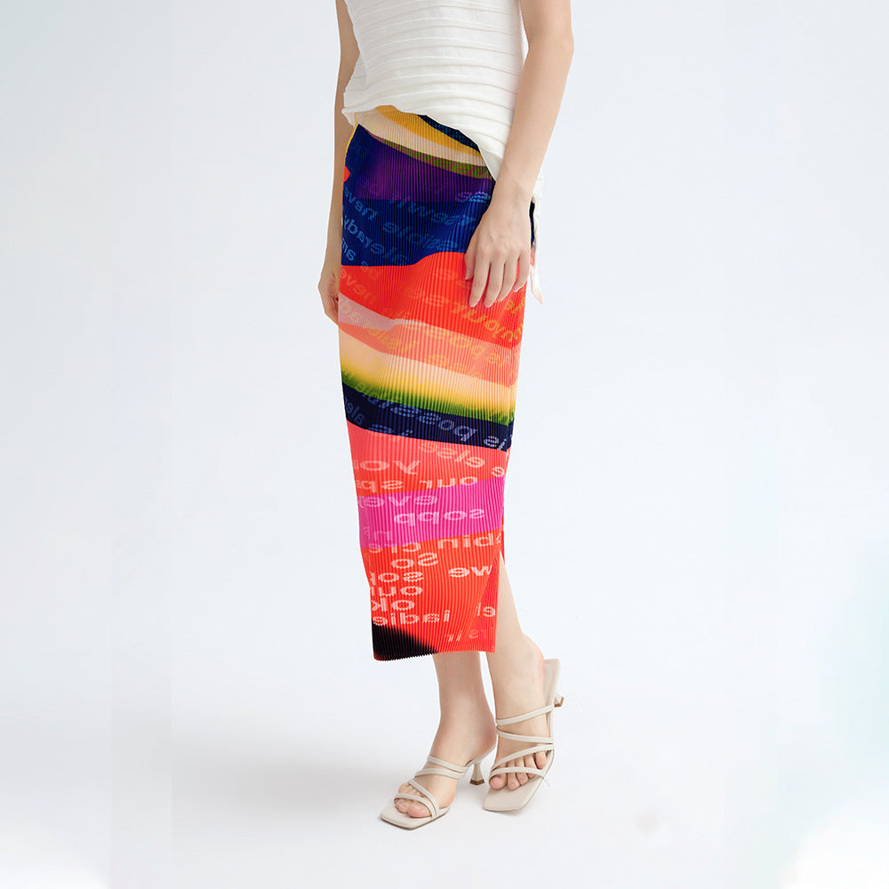WezelBezel Printed Slit Letter Skirt