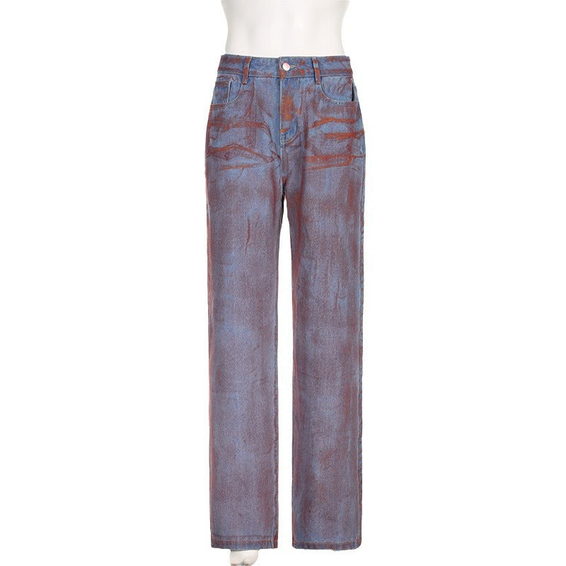 WezelBezel Spray-Painted Straight-Leg Jeans – Edgy Fashion for the Season