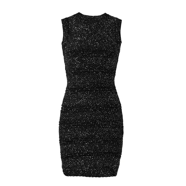 WezelBezel Sequin Cinched Waist Dress