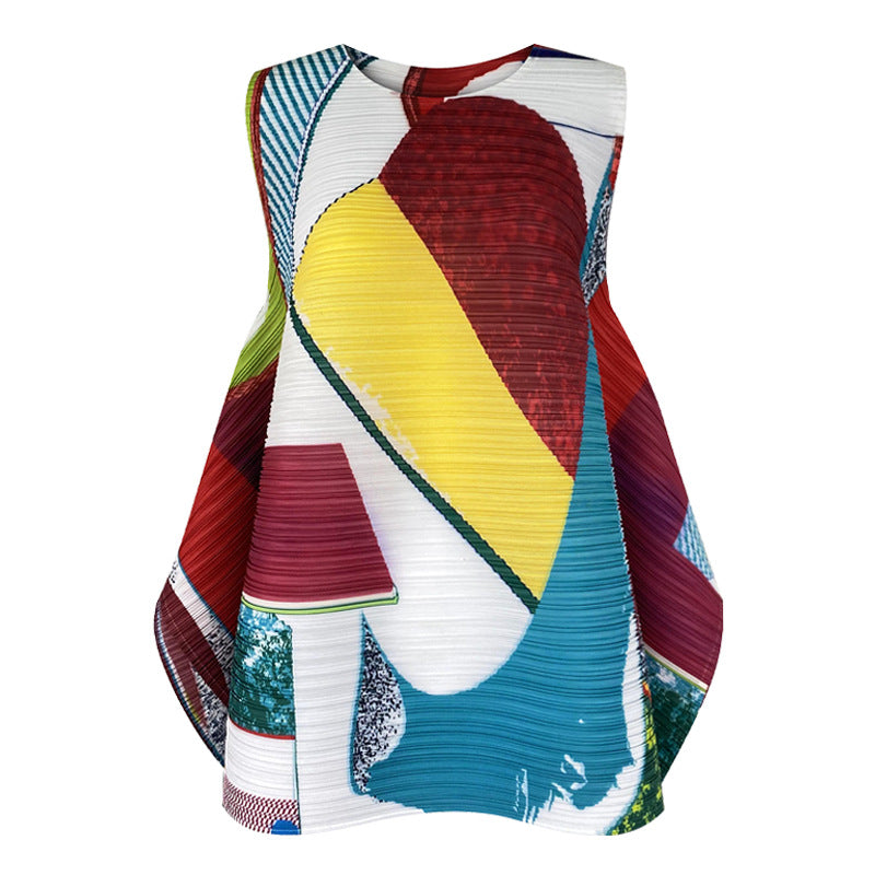 WezelBezel Printed Pleated Casual Tee