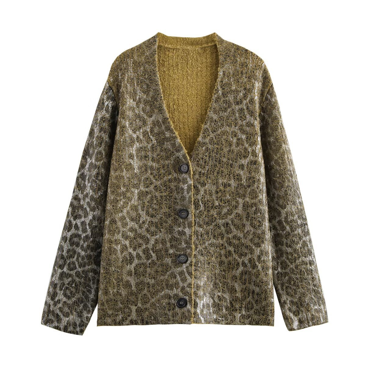 WezelBezel Animal Print Sweater – Metallic Accent Knit