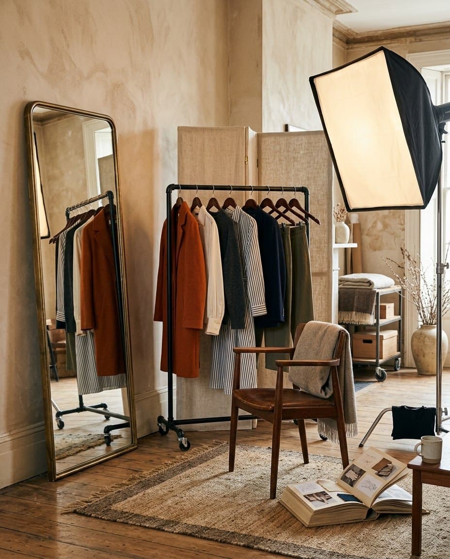 A fitting-room moment from a WezelBezel studio campaign