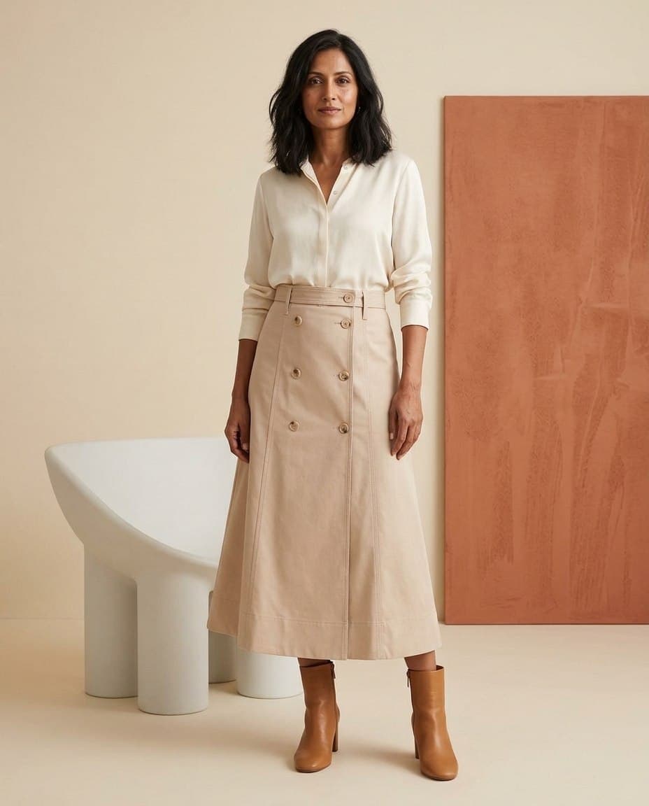 The Double Breasted Midi Skirt, photographed by the WezelBezel studio