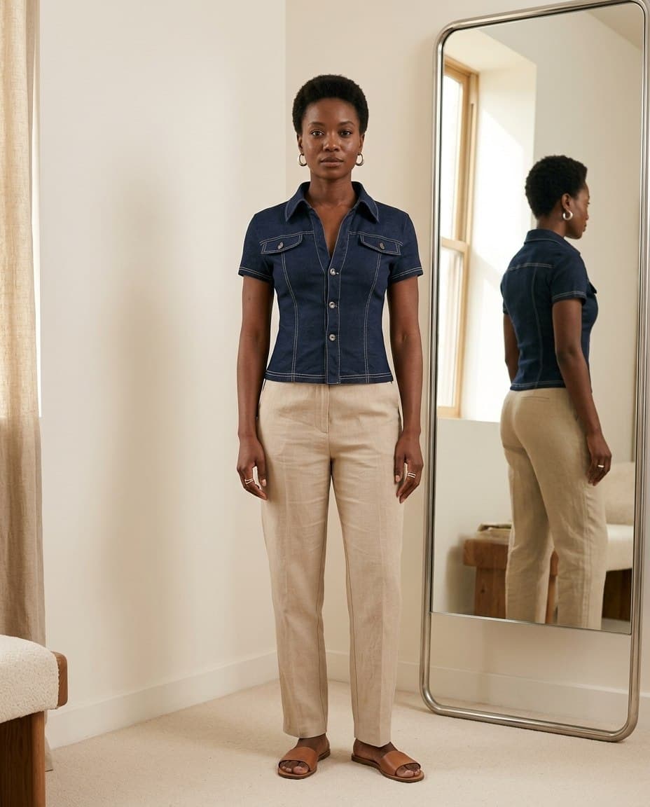 Slim V-Neck Tee, shown in WezelBezel studio imagery
