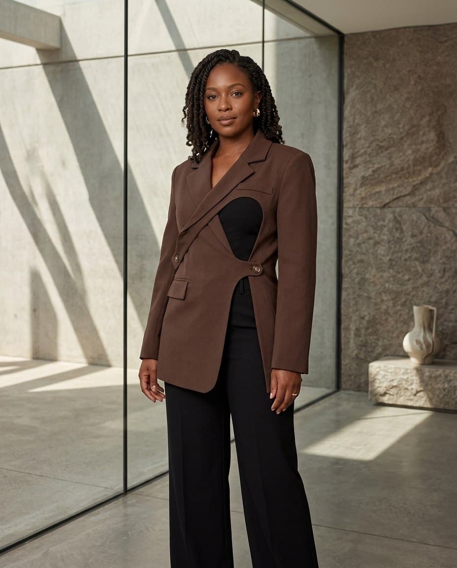 Waist Cinching Suit, shown in WezelBezel studio imagery