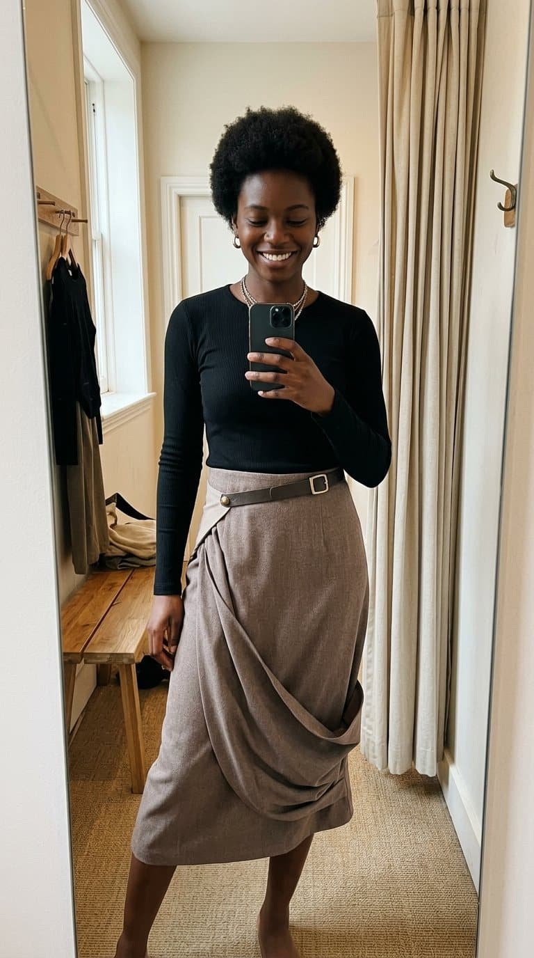 Belt Skirt - Women's Style, worn