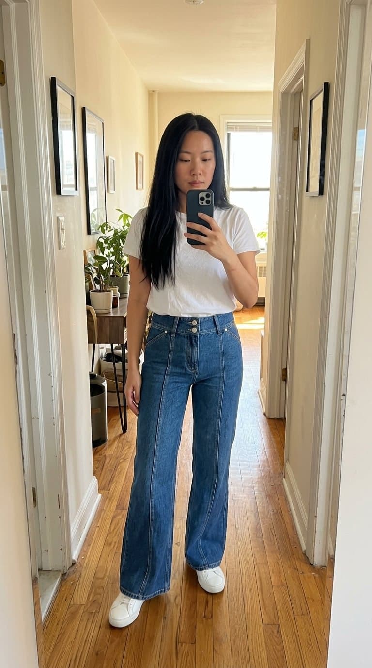Studio look styling the Wide Leg Flared Denim