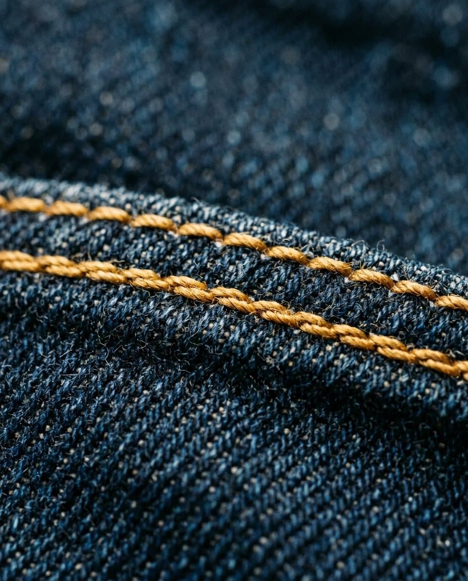Close-up of indigo denim twill