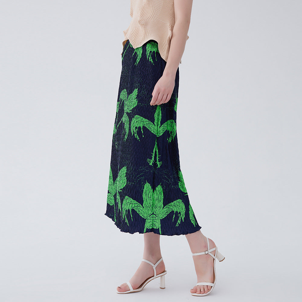WezelBezel Pleated Printed Skirt