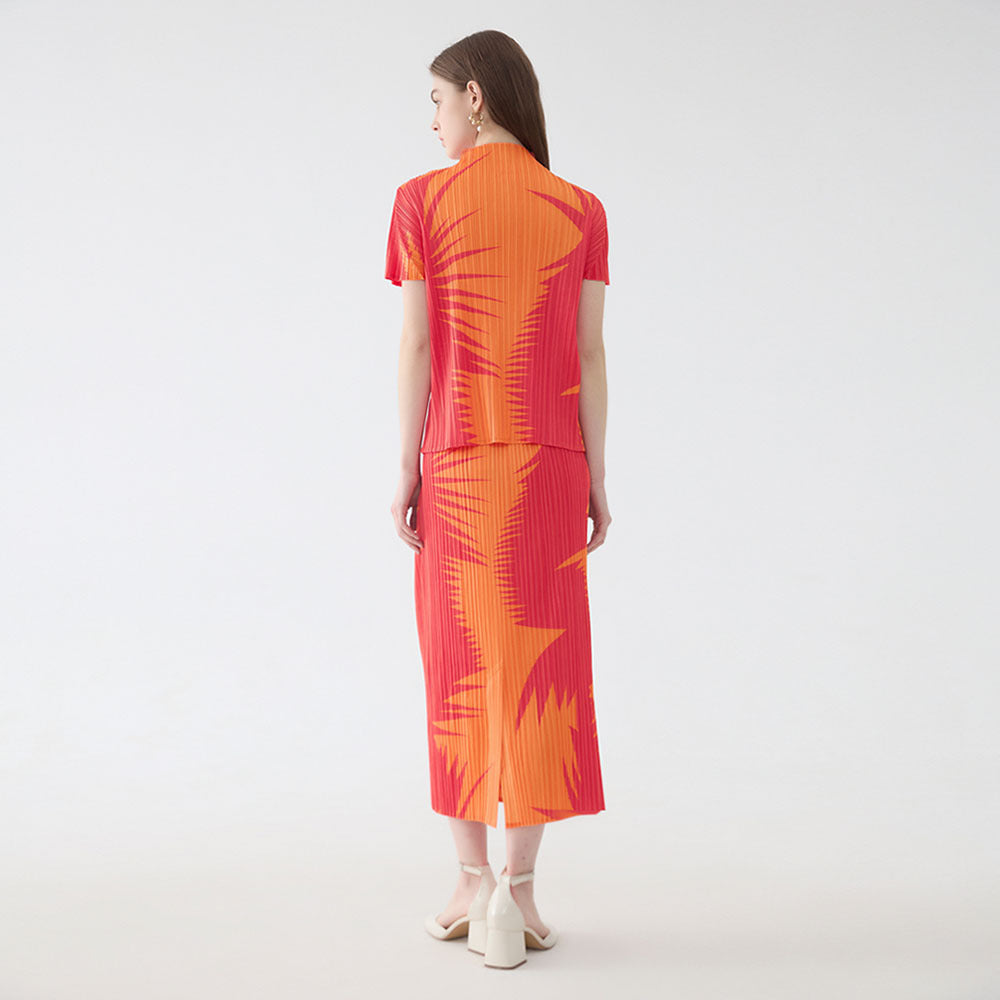 WezelBezel Pleated Split Skirt Set