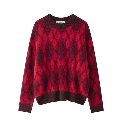 WezelBezel Diamond Pattern Sweater - Simple and Versatile