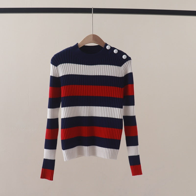 WezelBezel Ribbed Stripe Knit Sweater