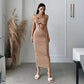 WezelBezel Asymmetric Long Slit Dress