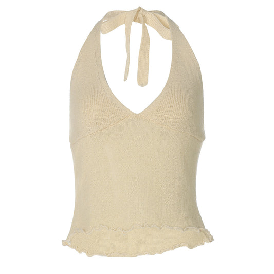 WezelBezel V-Neck Backless Tie Top