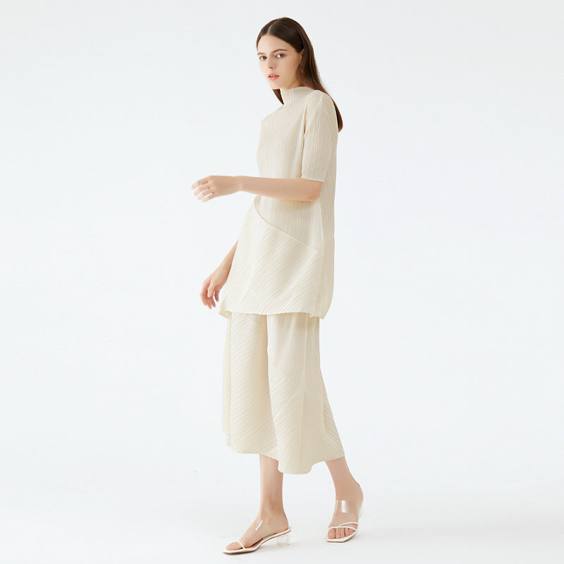 WezelBezel Pleated Two-Piece Suit - Irregular Skirt