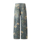 WezelBezel Floral Wide-Leg Denim Pants