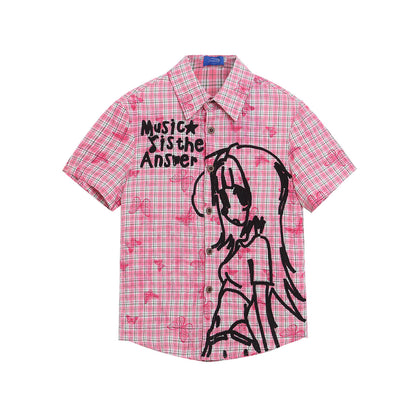 WezelBezel Checkered Embroidered Shirt