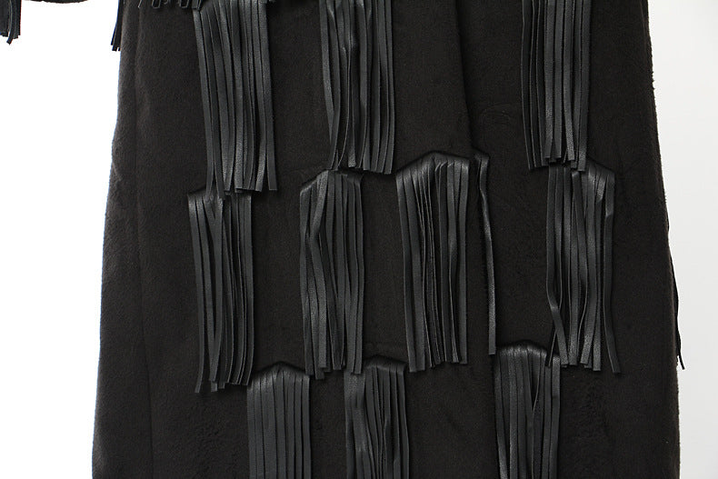 WezelBezel PU Tassel Trench Jacket