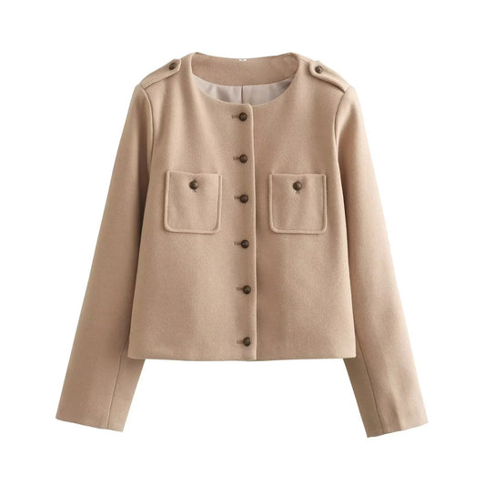 WezelBezel Soft Short Coat - Pocket Decoration