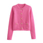 WezelBezel Button Decoration Cardigan - Small Fragrant Style