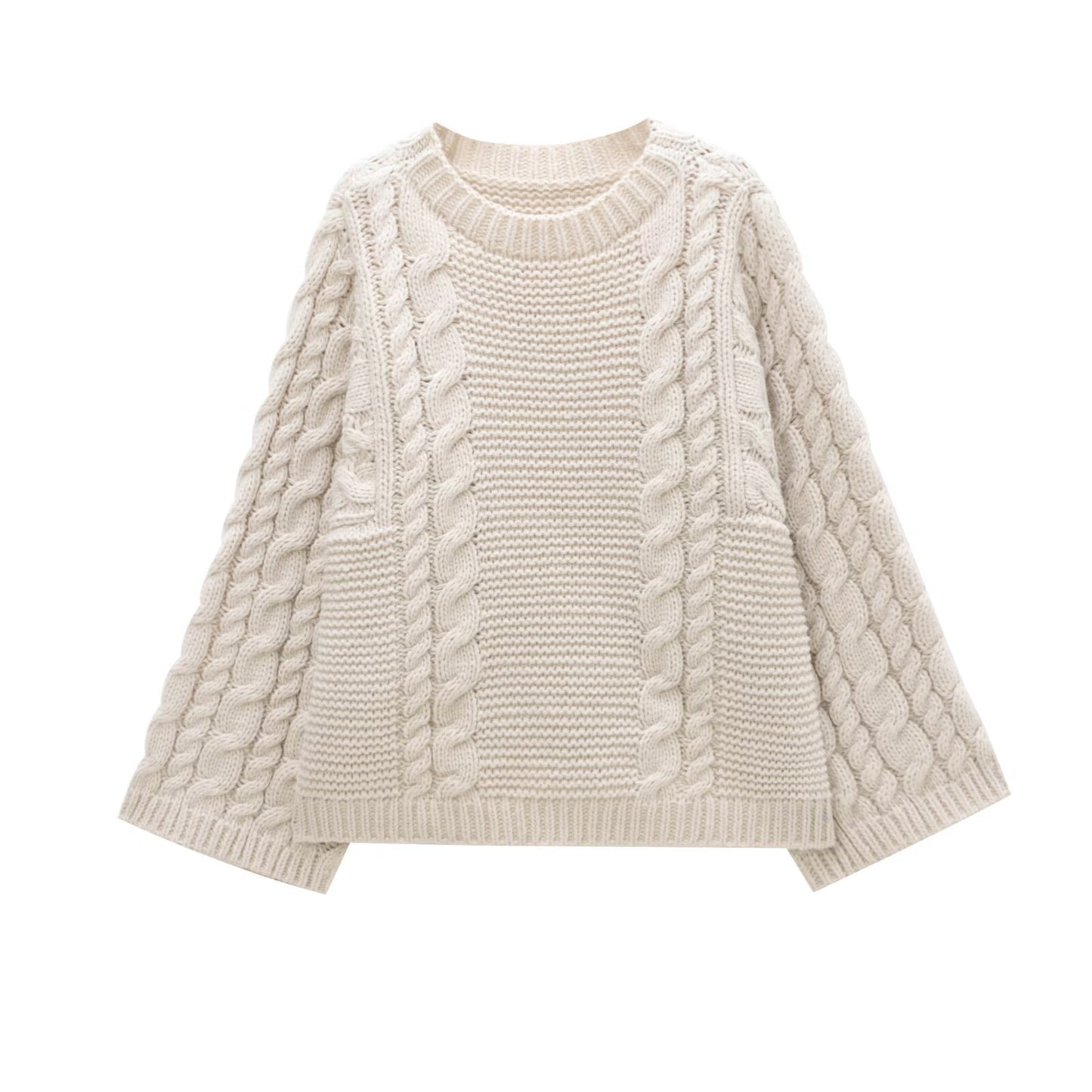 WezelBezel Round Neck Sweater - Loose Sleeve Style