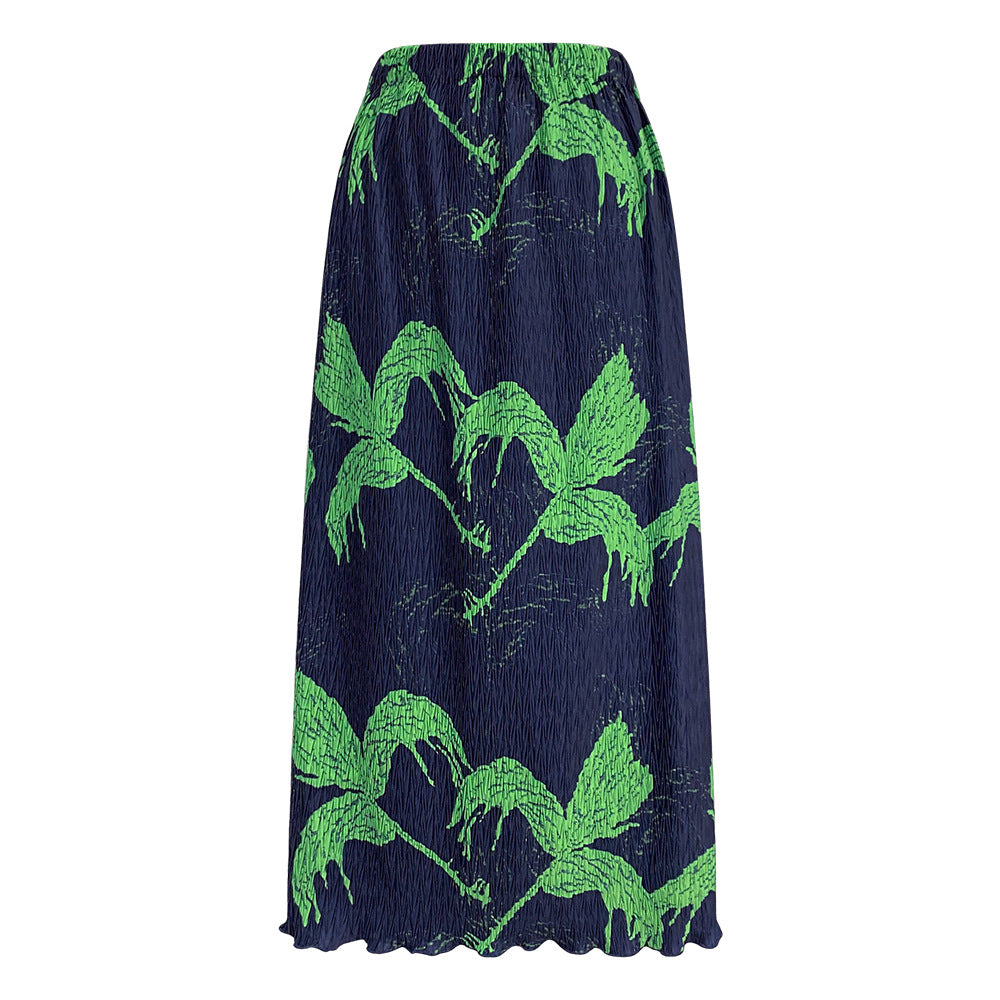 WezelBezel Pleated Printed Skirt