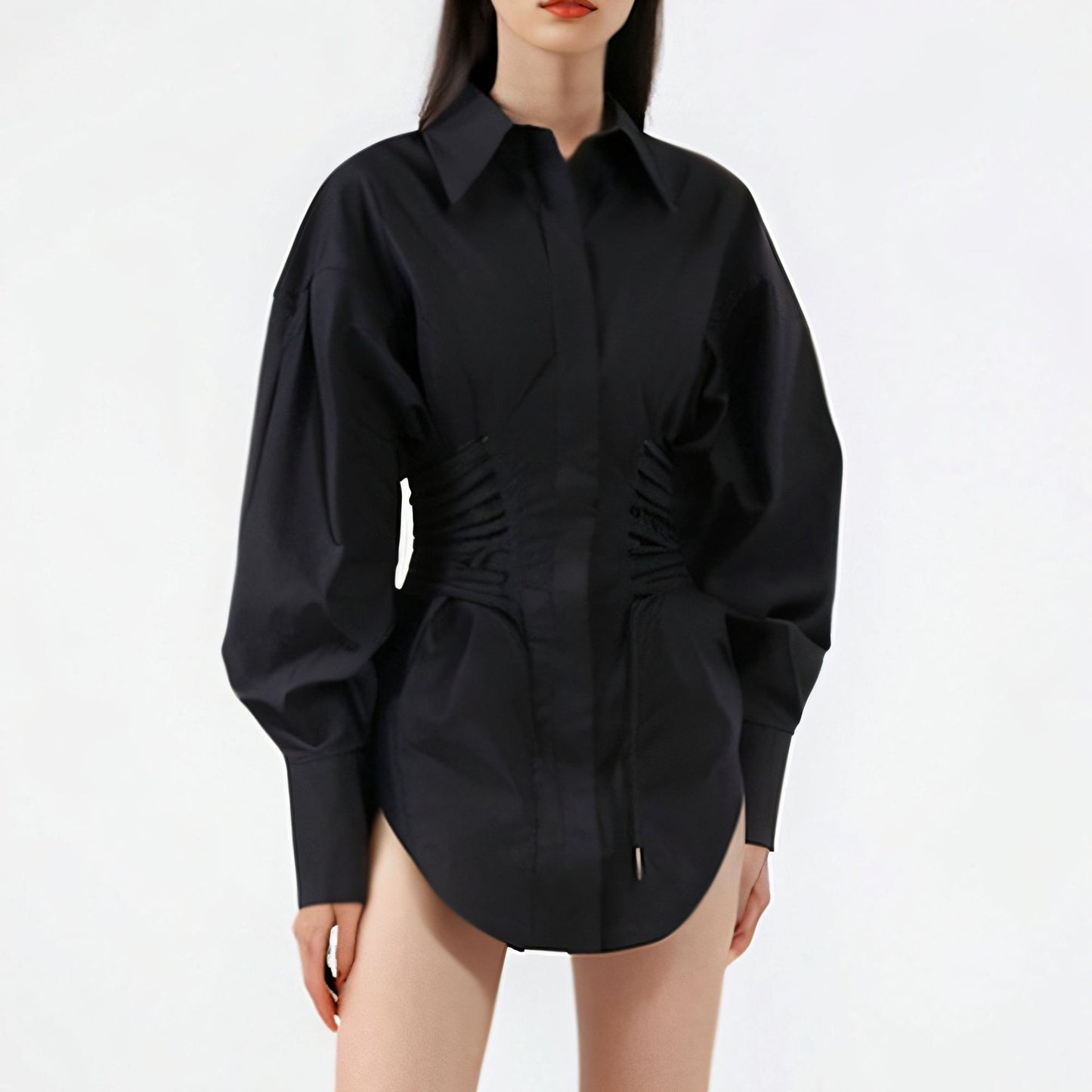 WezelBezel Draped Lace-Up Long Top