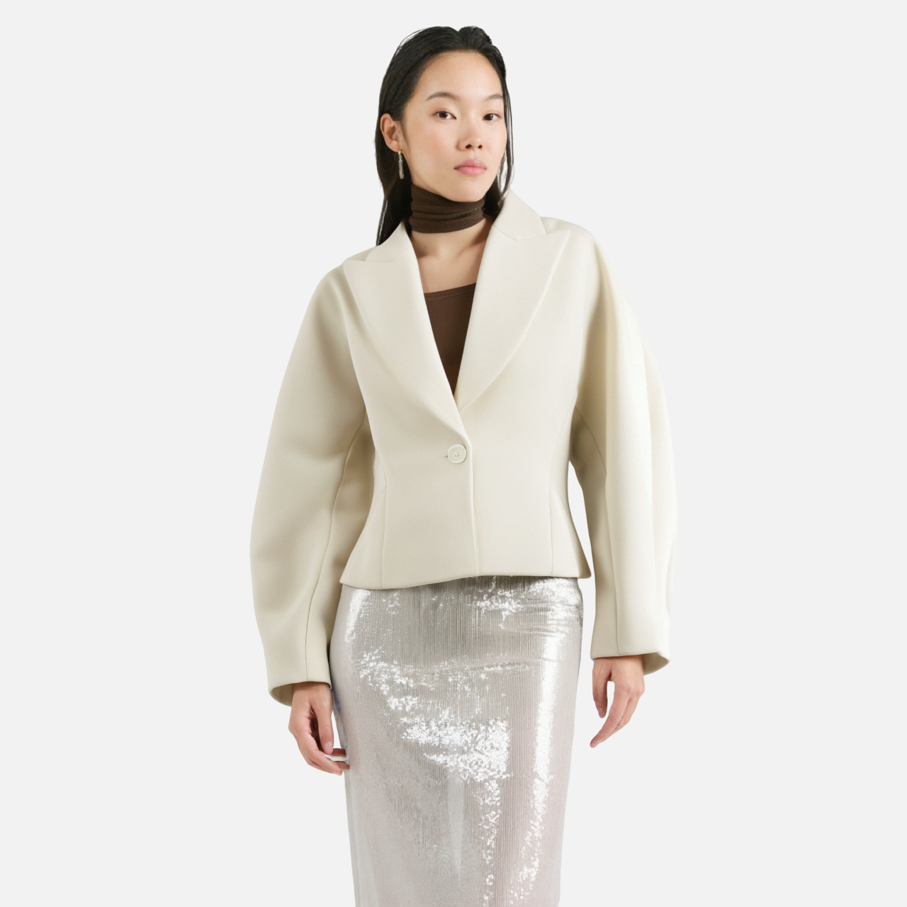 WezelBezel Silk-Cinch Waist Suit Jacket